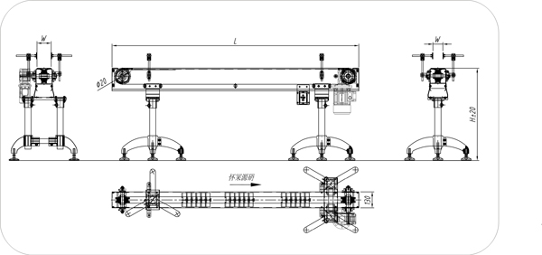 滾珠鏈板輸送機(jī)示意圖 滾珠鏈板輸送機(jī)示意圖
